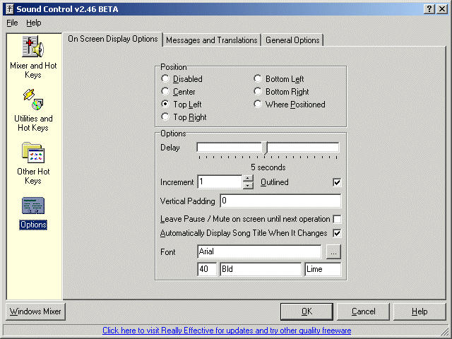 On Screen Display Options